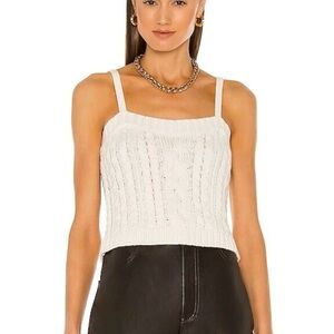 525 America White Knit Cropped Camisole